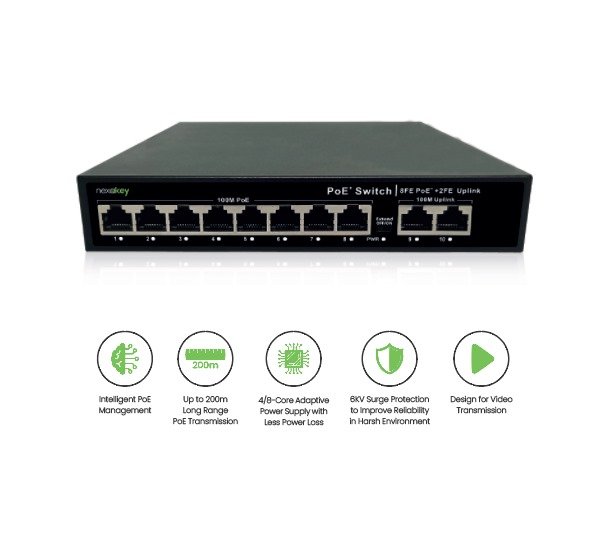 Nexakey NS6000S-8P2U 8 Port 100M Unmanaged PoE Swithch
