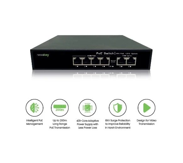 Nexakey NS6000S-4P2U 4 Port 100M Unmanaged PoE Switch